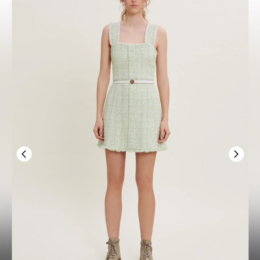 Maje Green Tweed Mini Dress